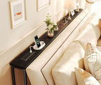 SUPERJARE 78.8 Inch Narrow Console Table with Outlet, Sofa Tables, Behind Couch Table, Long Entryway Tables with Charging Station, for Living Room, Black - color: Black, size: 5.7''D x 78.7''W x 29.7''H
