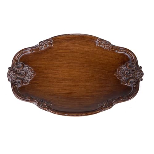 S-MANTIS Vintage Tray Small Antique Trinket Dish,Oval,Ring Holder with Twisted Flower Surrounding, Cosmetics Makeup Storage Organizer,Gift,Aesthetic Room Decor (Brown) - color: Brown