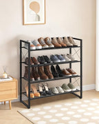 CHOEZON Shoe Rack, 4-Tier Shoe Rack for Closet, Metal Shoe Storage Organizer, Shoe Rack for Entryway, Shoe Shelf with Adjustable Feets, for Entryway, Hallway, Living Room, Bedroom, Black TXJ14BB - size: 30"L x 10.4"W x 30.3"H
