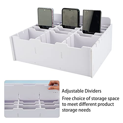 SANFURNEY 24 Slots Cell Phone Storage Box for Classroom Calculator Holder Class Cell Phone Organizer White - color: style-A-24-white