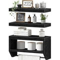 QEEIG Bathroom Floating Shelves for Wall - Shelf Over Toilet Paper Storage Farmhouse 16 inch Set of 3, Black (028-40B3) - color: Black