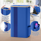 BlissTotes 100L Bamboo Laundry Hamper with Lid, Breathable Mesh Bag & Window, Portable, Moisture Resistant, Blue - color: Blue, size: 100L