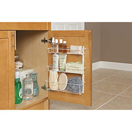 ClosetMaid Adjustable 3 Shelf Spice Rack Organizer Kitchen Pantry Storage for Cabinet Door or Wall Mount with Metal Shelves, White (2 Pack)