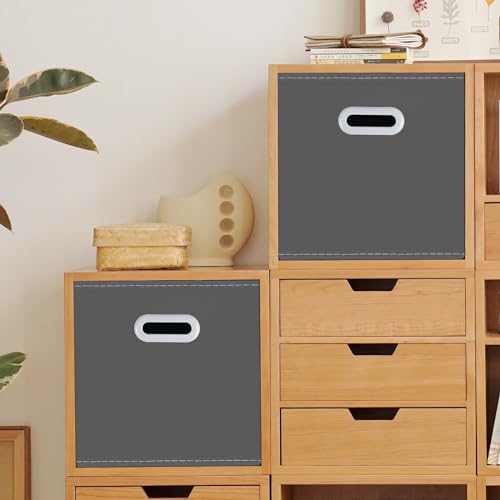 Yunkeeeper storage bins Cubes, Fabric Cube Organizer with Handle, Foldable Cube Bins for Cloth or Accessary Storage, 11x11x11, Set of 3,(Gray) - color: Gray, size: 3 Pack