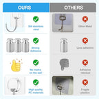JINSHUNFA Adhesive Wall Hooks 13LB Heavy Duty No Drill Large Transparent Waterproof Hooks for Bathroom Kitchen Towel Coat 12 Pack - size: 12 Large hooks