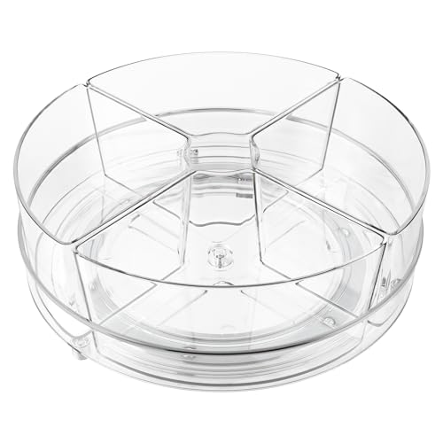 Lazy Susan Organizer, 9 inch Rotating Storage Organizer with 4 Removable-Bins,Turntable Organizer for Fridge, Kitchen, Vanity, Cabinet - size: 1 Pack - 4 Bins 9in