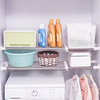 Hershii Expandable Closet Tension Shelf Rod Adjustable Storage Rack Heavy Duty DIY Organizer Divider for Wardrobe Cupboard Kitchen Bathroom - size: 82-117.5cm/32.28-46.25inches