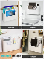 Hanging Wall Mount File Organizer Holder No Drilling Door Office Mail Supplies Storage Magazine Envelope Planner Wall Single Pocket Plastic (Off White)