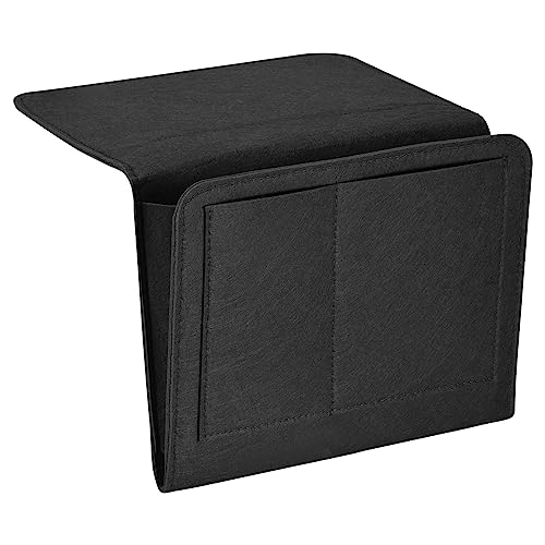 PATIKIL 11in Bedside Caddy, Bed Caddy Bedside Organizer Hanging 5 Pocket Soft Felt Bed Pockets Bedside Storage Organizer Remote Control Holder for Bedroom Phones Glasses, Black - color: Black, size: 10.6*8.6inch