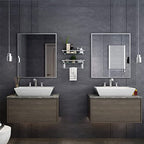 VOLPONE Glass Shelf with Towel Bar 15.7in Silver Bathroom Shelf Wall Mount Rustproof Bathroom Wall Organizer 1 Tier (Silver) - style: 1 tier with towel bar silver