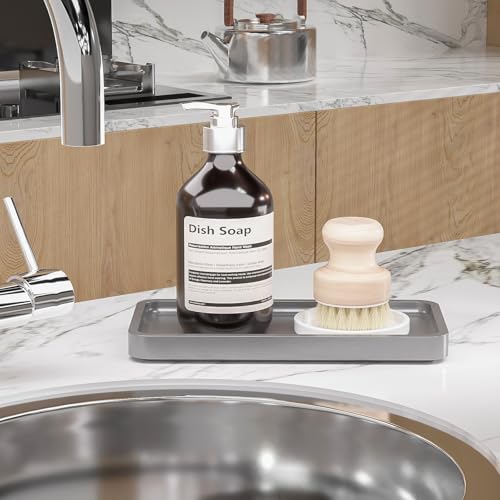 Weenson Small Bathroom Vanity Tray for Countertop Makeup Perfume Jewelry Decor Candle Keys, Bamboo Kitchen Tray for Soap Dispenser Spice, Small Catchall Tray Toilet Tank 7.9"L x 4"W x 0.79"H Silver - color: Silver, size: 7.9" x 4" x 0.8"