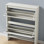 Shoe Storage Cabinet with 2 Flip Drawers, Freestanding Legs for Entryway, Slim Off White - size: 2 Flip Door