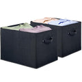 Simple Houseware 15 x 13 Inch Collapsible Fabric Storage Bin with Handles, 2 Pack, Black - color: Black