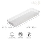 Oggi Clear Drawer Organizer - 6.25" X 15.75" - Ideal for Organizing Kitchen Drawers, Office, Desk, Silverware, Kitchen Utensils, Cosmetics and Bathrooms - size: 6" by 15"