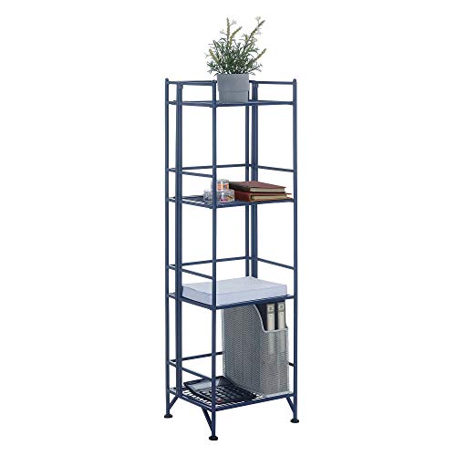 Convenience Concepts Xtra Storage 4-Tier Folding Metal Shelf, Cobalt Blue - color: Cobalt Blue