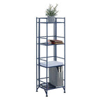 Convenience Concepts Xtra Storage 4-Tier Folding Metal Shelf, Cobalt Blue - color: Cobalt Blue