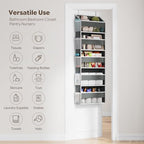 Simple Trending Over The Door Organizer, 5 Large Pockets and 10 Mesh Side Pockets with Clear Window for Bedroom, Bathroom, Pantry and Nursery, Dark Grey