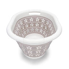 Camco Collapsible Laundry Basket | Features Simple Pop-Open & Collapse-Down Design | Waterproof for Easy Clean-Up | Measures 14.5” x 19.75” x 2.5”/10” Collapsed/Expanded, Taupe & White (51951) - size: 10 inches tall expanded (Pack of 2)