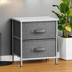 Sorbus Nightstand with 2 Drawers - Bedside Furniture End Table Night Stand with Steel Frame, Wood Top & Easy Pull Fabric Bins - Small Dresser & Chest for Home, Bedroom Accessories & Office - color: White, style: 2 Drawer
