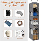 VERONLY Hanging Shoe Organizer for Closet,8-Shelf Hanging Storage with Side Mesh Pockets,Wider Shelves for Baseball Caps,Clothes (9" W × 11.8" D × 54" H) Grey - style: Gray Bamboo Hanging