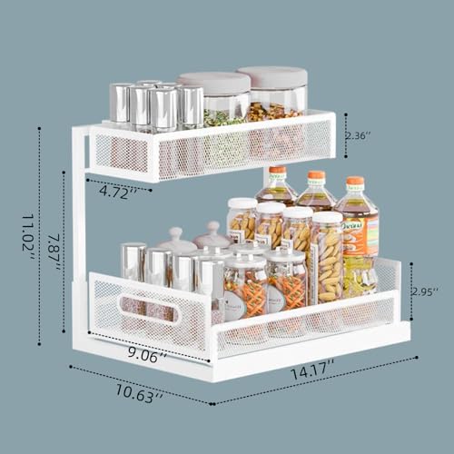 Undersink Organizers 2-Tier Under Cabinet Pull Out Storage with Sliding Out Drawers, Under the Sink Organizer for Bathroom Kitchen Durable Rack Shelf Space-Saving Organization, White 1 Pack - color: White, size: 1Pack