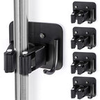 Stainless Steel Broom Holder, Heavy Duty, Rust Resistant, 4 Gripper Positions with 4 Hooks, Black - color: Black