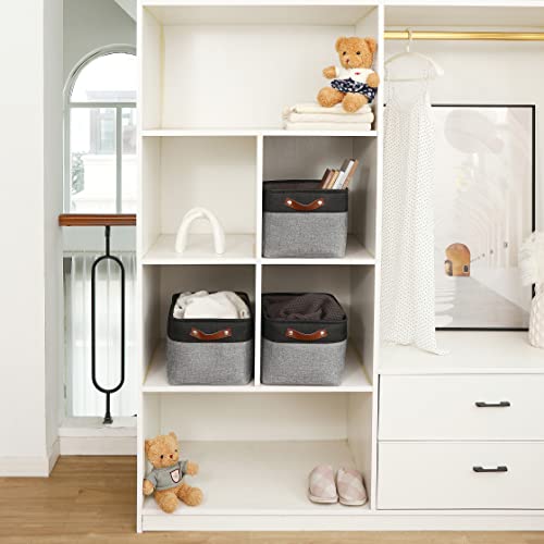 OrganiHaus Large Fabric Storage Baskets for Shelves 3 Pack, 15x11in Closet Storage Bins, Canvas Storage Bin for Organizing, Cloth Baskets, Linen Closet Organizers, Gray/Black - color: Gray / Black, size: Large - 3pc