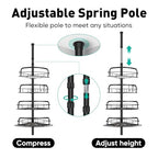 BlumWay Corner Shower Caddy Tension Pole, 4-Tier Adjustable Shower Organizer Shelves, Rustproof Bathroom Shower Organizer Corner Shelf for Bathtub Shampoo Storage, 32 to 116.5 Inch Height