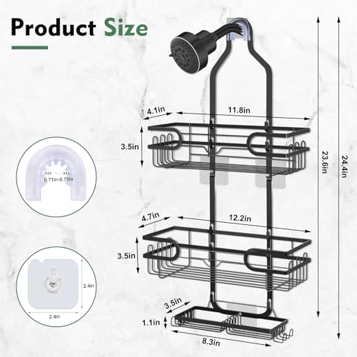 Shower Caddy Hanging, Over Head Shower Caddy Shower Storage Rack Basket with Hooks for Razor and Sponge Rustproof, No Drilling, Accessories for Bathroom and Kitchen, Black2 - color: Black