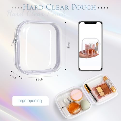 Sanwuta 6 Pcs Clear Hard Zipper Case Plastic Zipper Pouches Transparent Makeup Bag Pencil Case Pouches Toiletry Diaper Bag for Travel Toy Storage Organizer Bins(White,5 x 5 x 2 Inch) - color: White, size: 5 x 5 x 2 Inch