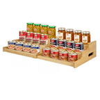 Bamboo Expandable Can Rack Organizer for Pantry, Stackable 3 Tier Canned Food Organizers and Storage, Kitchen Cabinet, Can Holders Dispensers for Pantry Up To 24 Cans