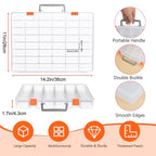 Bluedale 48 Grids Large Plastic Organizer Box with Adjustable Dividers, Beads Storage Containers Compartment Tackle Box Case for Crafts Hobby Small Parts Fishing Seeds Jewelry (Transparent) - size: Transparent-1P