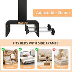 Adjustable Bedside Shelf for Bed, College Dorm Room Essentials, Bamboo Bed Side Tray Table with Sturdy Metal Pole, Clip On Nightstand Organizer for College, Apartment, Bunk Beds
