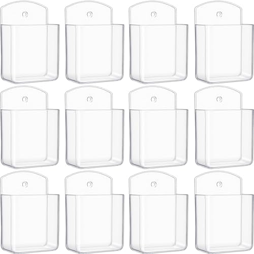 Leinuosen 12 Pcs Remote Control Holder Wall Mount Self Adhesive TV Controller Holder Transparent TV Remote Organizer Wall Pen Organizer for Home Office School Storage Accessories - color: Transparent