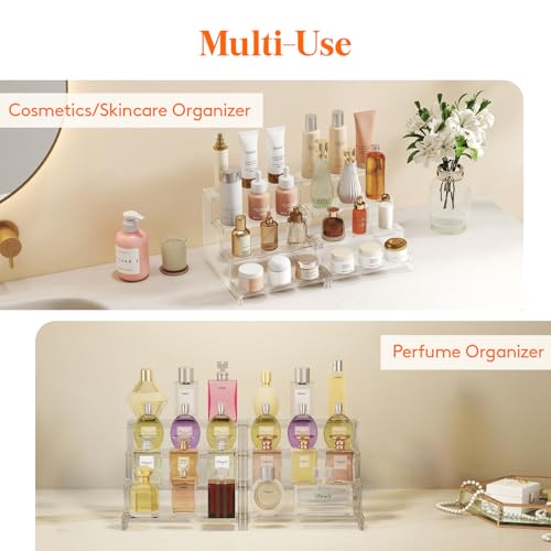 Lifewit Perfume Organizer, Bedroom Decor, Cologne Cupcake Stand, Tool-Free Assembly, Makeup Display Shelf for Vanity Bathroom Counter Storage, Clear, 23 cm/9", 2 Pcs - color: Clear, size: 9 Inch,2 Pcs