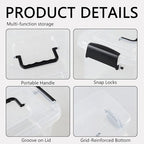 6-Pack Home Storage Bins, Plastic Container, Latching Box with Handle (Black handle) - color: Black handle