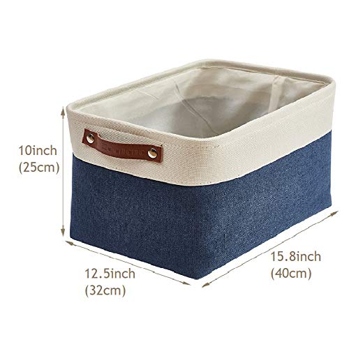 DECOMOMO Storage Bins, Extra Large Fabric Storage Baskets for Shelves, Decorative Linen Closet Organizer, 15.8 x 12.5 x 10 inches (Navy Blue & White, 3 Pack) - color: Blue Navy and White, size: Extra Large/3P