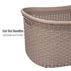 Mind Reader 40L Laundry Basket, Clothes Hamper, Wicker Design, Plastic, 23"L x 14.5"W x 11"H, Set of 2, Tan - color: Tan