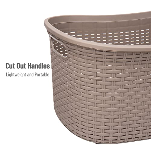 Mind Reader 40L Laundry Basket, Clothes Hamper, Wicker Design, Plastic, 23"L x 14.5"W x 11"H, Set of 2, Tan - color: Tan