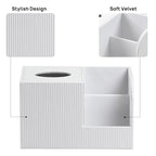 Square Tissue Box Cover with 2 Compartments Storage Organizer, PU Leather Tissue Box Holder with Remote Control Holder for Livingroom Nightstand, Multifunctional Cube Tissue Holder (White) - color: White