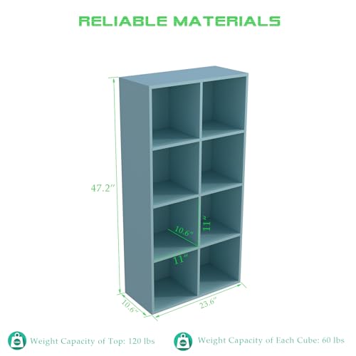 OSCHF 8-Cube Storage Shelf Bookcase - Wooden 4-Tier Floor Standing Open Bookshelf, Modern TV Stand up to 55 Inchs for Home and Office, Light Blue - color: Light Blue, size: 8-Cube