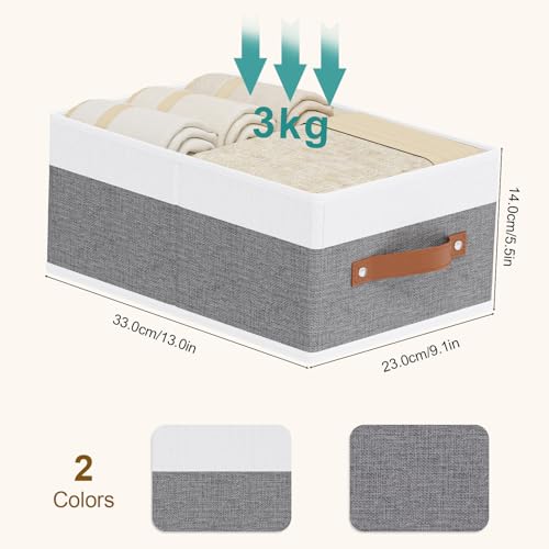 Clothing Storage Boxes, Drawer Organizers with Handles, Cube Organizer Bin for Organizing, 13 × 9.1 × 5.5 Inch, White and Grey, 6-Pack - color: White/Grey, size: Medium -6 Pack