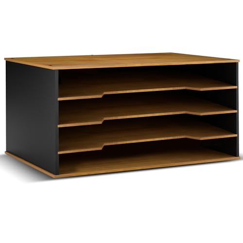 12x18 Construction Paper Organizer, 4-Tier Wooden Flat File for 11x17, A3 & Tabloid Sheets | Durable wood Desk Paper Storage for Classroom, Office & Art Studio - size: Compact Organizer 20.25"W x 8.25"H x 13.25"D