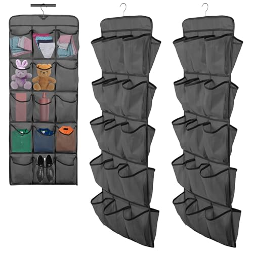 2Pcs 30 Large Pockets Dual Sided Hanging Shoe Organizer for Closet Shoe Storage Shelves with 360 Rotating Hanger Space Saving Storage Bag Hanging Shoe Rack for Bedroom Laundry Room,Black - color: Black 2PCS