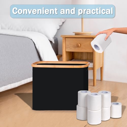 efluky Toilet Paper Storage, Toilet Paper Basket with Lid, Bathroom Storage Organizer, Free Standing Holder Up to 9 Mega Rolls, Black - color: Black