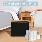 efluky Toilet Paper Storage, Toilet Paper Basket with Lid, Bathroom Storage Organizer, Free Standing Holder Up to 9 Mega Rolls, Black - color: Black