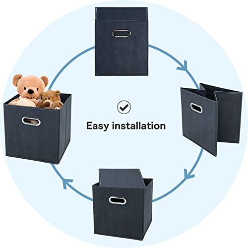 Black Fabric Cubby Storage Bins,13x13x13 Inches ,Cube Organizer Bin Foldable Storage Boxes with Dual Handles Fabric Organizer Box and collapsible Storage basket,Set of 3,Grey - color: Grey, size: 3 Pack