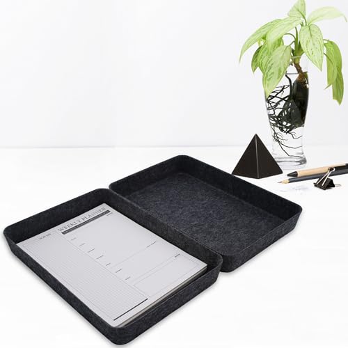 Welaxy 2-piece Office desk drawer organizer tray letter-size documents paper book file Folder Holder storage bins (Charcoal) - color: Charcoal
