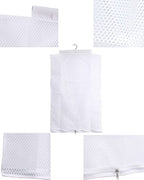 ALYER Breathable Mesh Laundry Hamper,Foldable Hanging Closet Storage Basket,Portable Space Saving Dirty Clothes Bag (White) - color: White