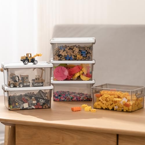 Citylife 1.32 QT 10 Pack Small Storage Bins Plastic Storage Container Stackable Box with Lids for Organizing, Clear Grey. - color: Clear Grey, size: 1.3 QT(10 Pack)